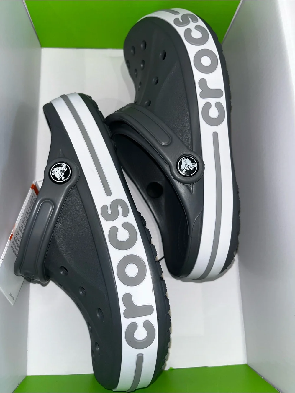 CROCS Kids' Grey and White Crocband Clog
